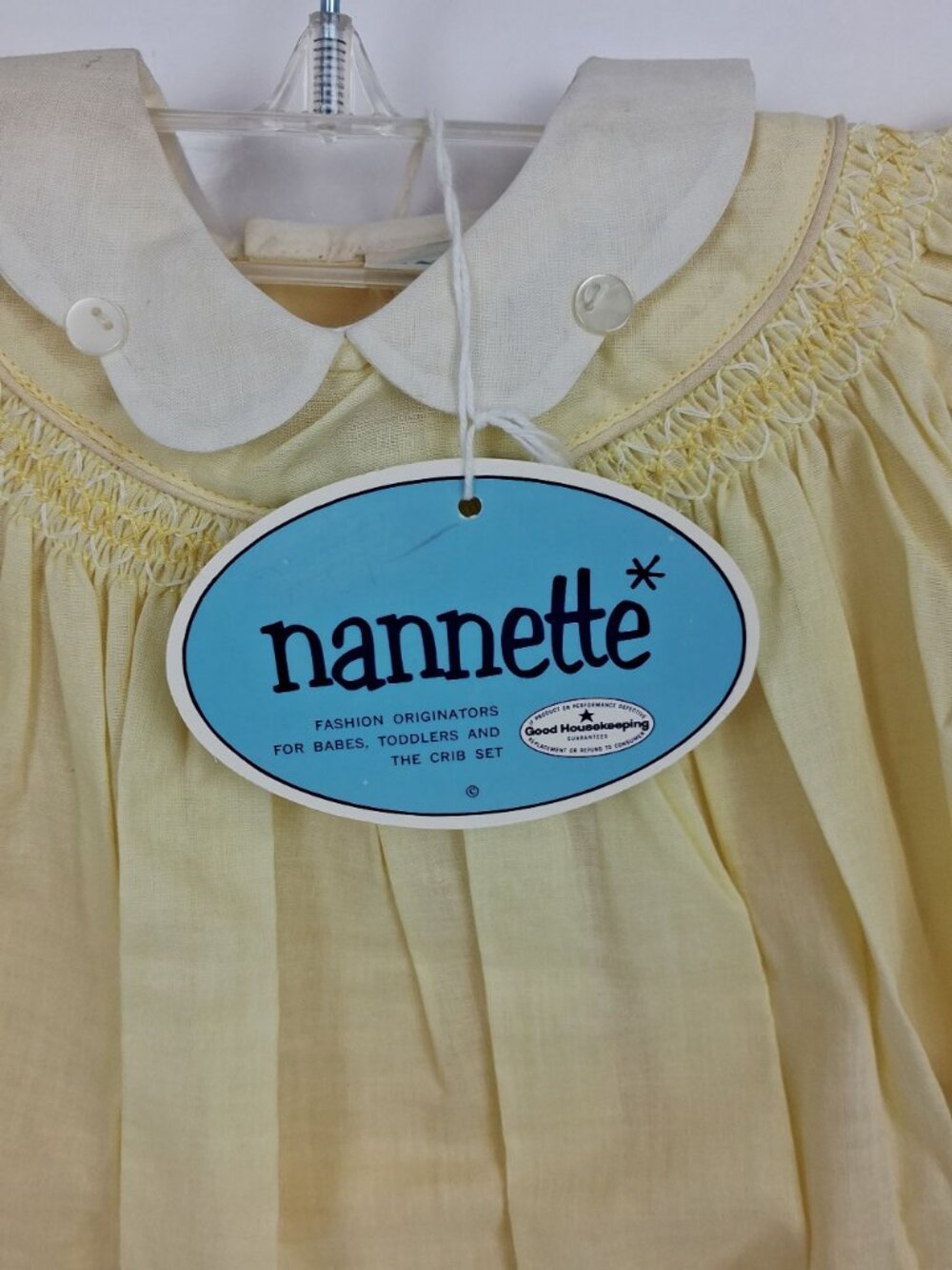 VTG 1950's Nannette Yellow Baby Dress Peter Pan Collar & Embroidered Kitten Acce - Picture 12 of 12